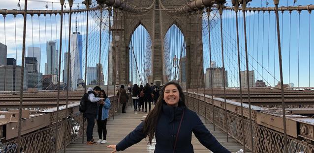 Student Rose Van Dyne on the Brooklyn Bridge. Photo courtesy of Rose Van Dyne