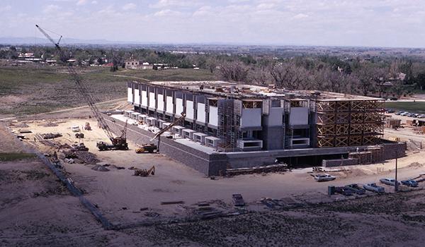 New library building under construction, 1971 (named Michener Library in 1973)