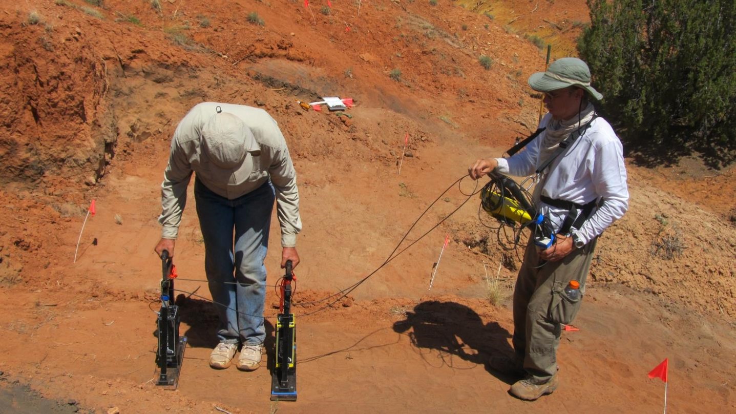 John and Andy operating a bistatic GPR system, Colorado.