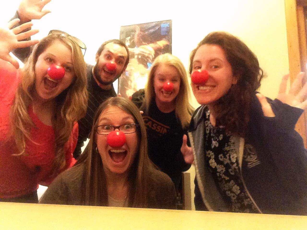 SEDSO officers wearing red clown noses for Red Nose Day Fundrasier 2017