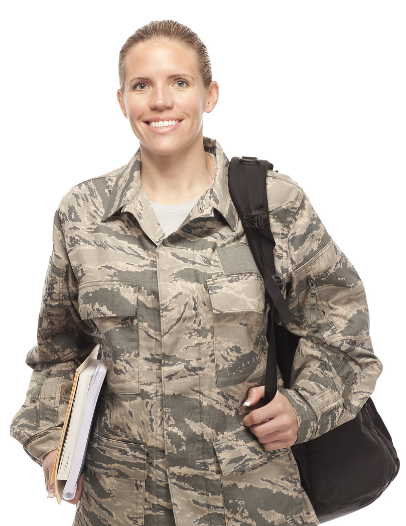 Female Airman in uniform with packpack
