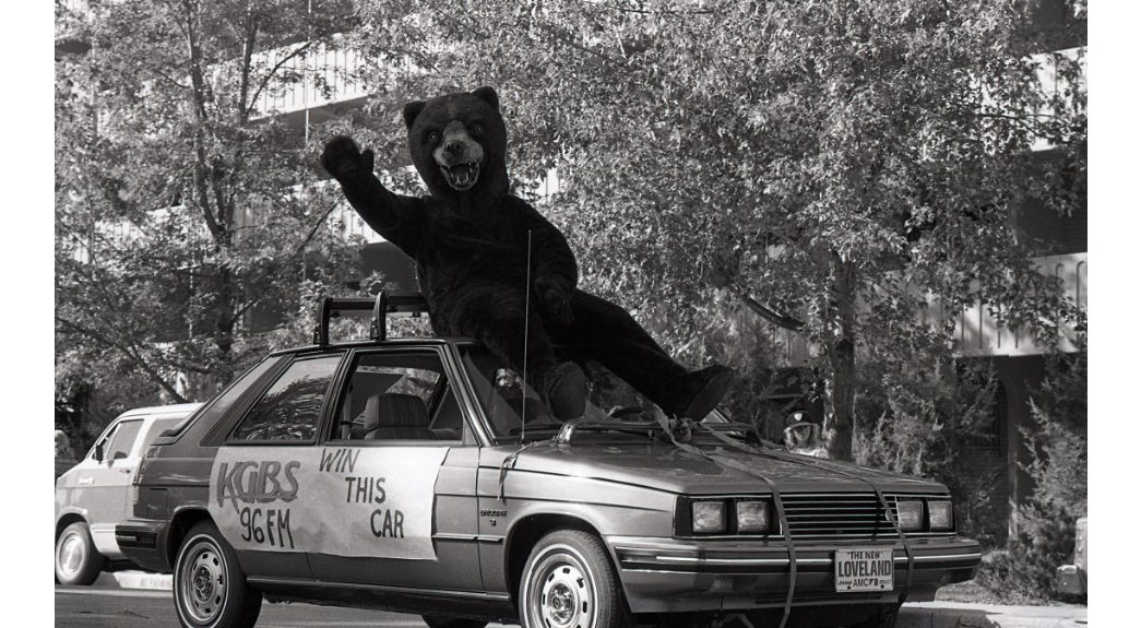 Klawz riding in the 1983 Homecoming Parade