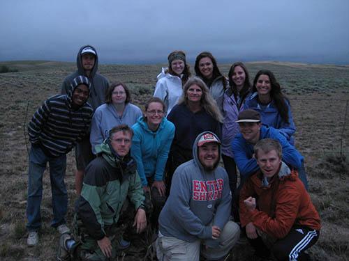 The crew in North Park, with some of Dr. Brunswig’s crew. Back row (standing L-R): Phillip Vesey, Connor Johnen, Amy Hudgens, Kate Eastep, Robbin Myers, Carlye Schaeffer, Hannah Moore, Susan Kuznik; Front/middle row (leaning or kneeling, L-R): Andy Creekmore, Christie Montgomery, Jack Fuqua, Connor Blum, Kelton Meyer.