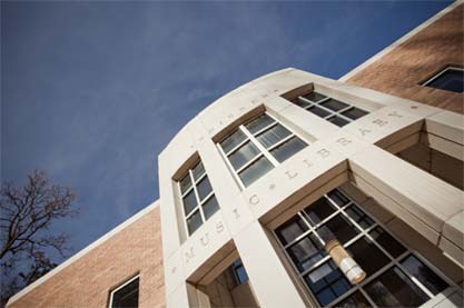 View of Skinner Music Hall from below