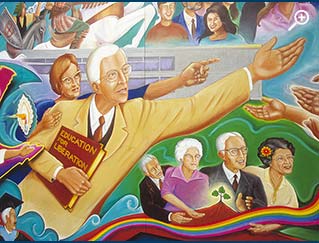 Photo of mural in Candelaria Hall