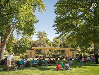 Students gathered at Garden Theatre