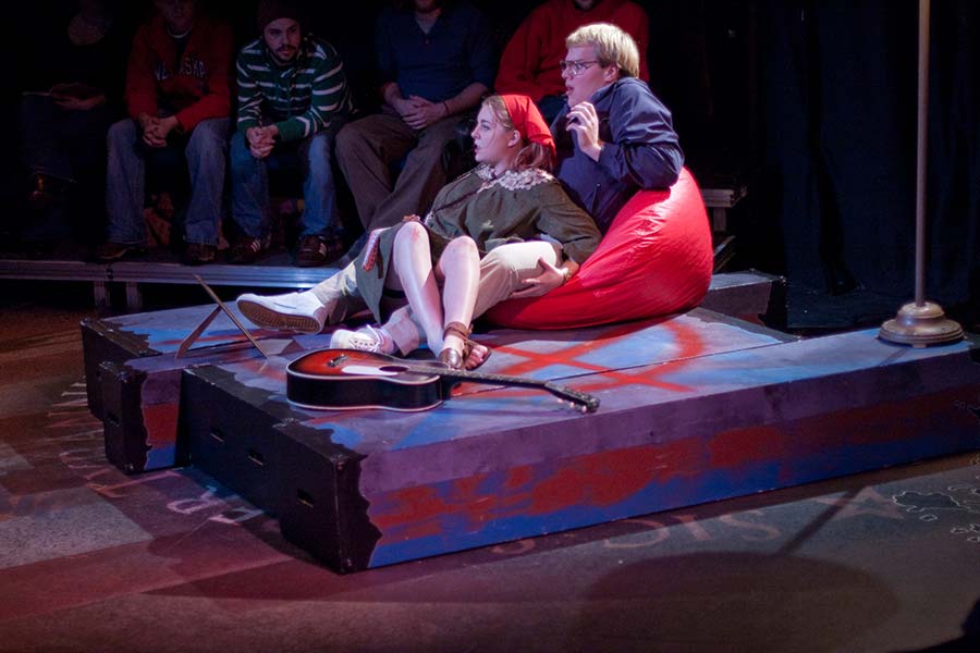 Student performers on stage