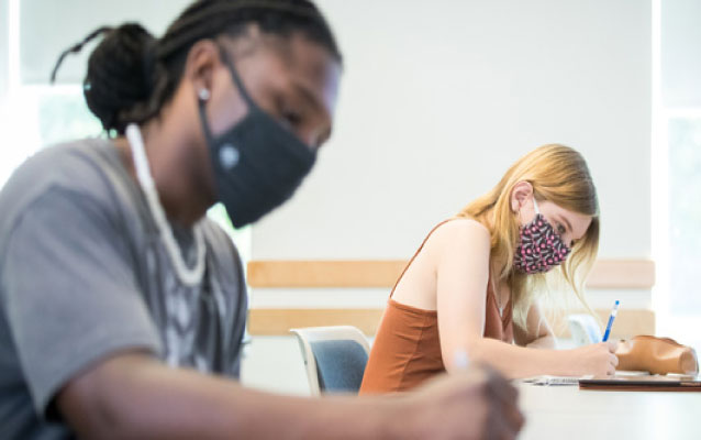 UNC Students in Class Masked Socially Distant