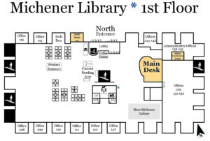 Map of first floor of Michener Library