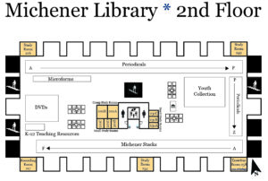Map of second floor of Michener Library