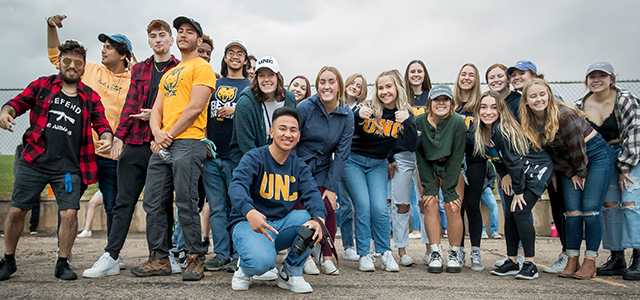 UNC students standing together
