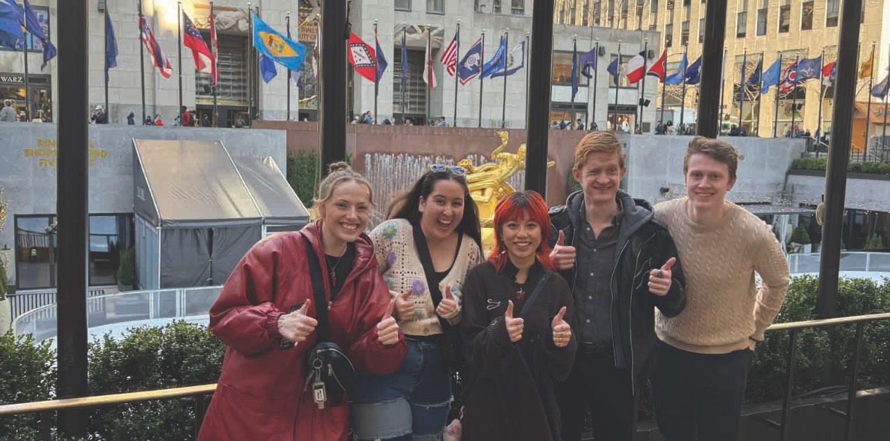Performing Arts students during their spring break at Rockefeller Center.