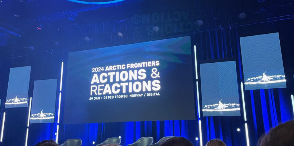 Arctic Frontiers sign in event center