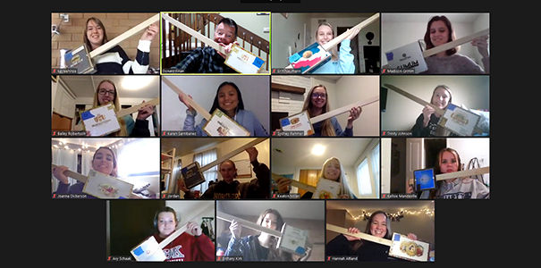 Finan's students with their newly made cigar-box guitars