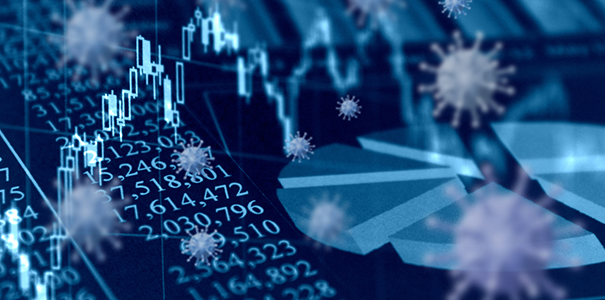 Graphic of coronavirus and stock markets