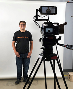 Kobe Johnson being filmed for a recap