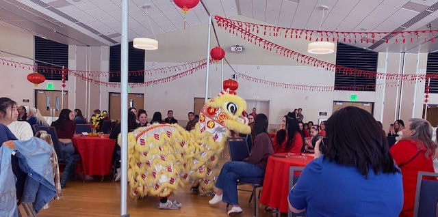 dragon dance amongst a crowd