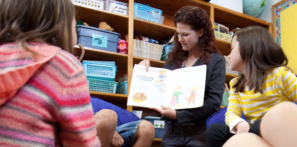 Teacher reading to students