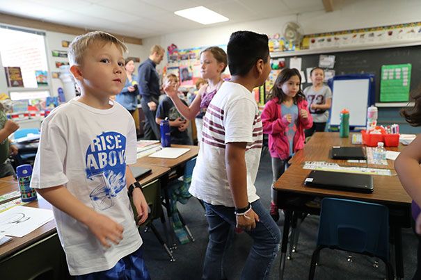 Windsor elementary school students in class.