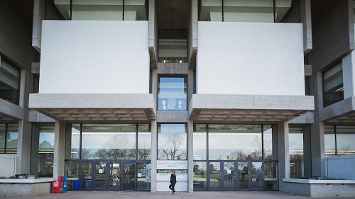 Exterior of the north entrance of Michener Library