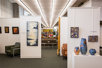 View of the artworks hanging on the walls for Mari Gallery