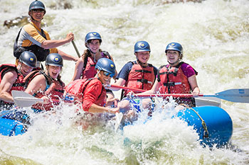 Students white water rafting