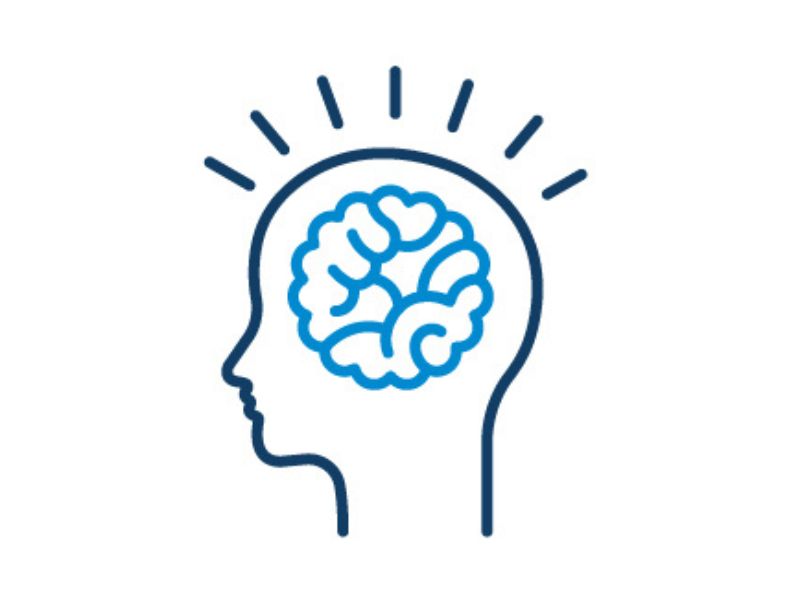 An outline of a person's profile overlaid with a shape of a brain.