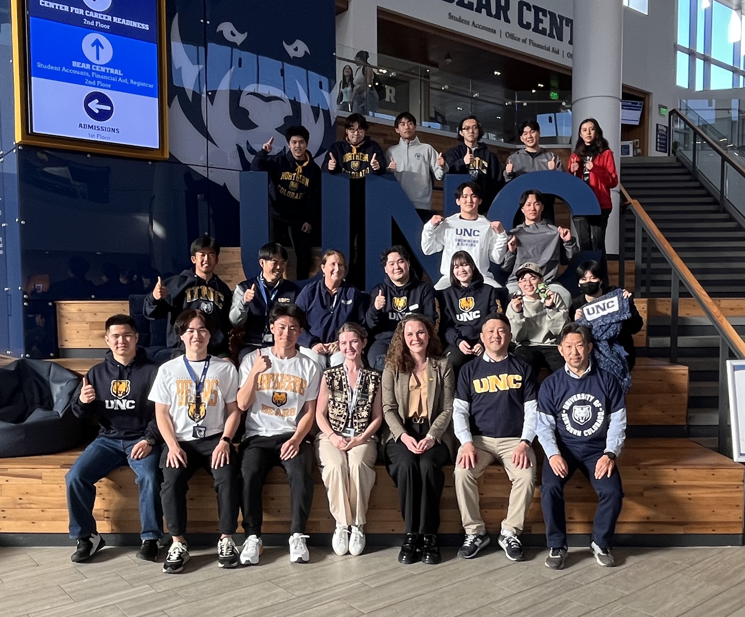 Exchange students group photo in Campus Commons
