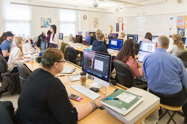 Students in a graphic design class.