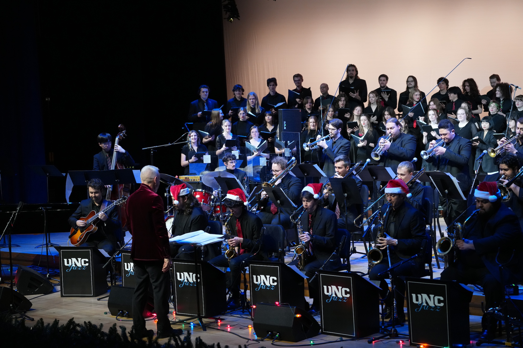 Jazz and Choirs performing in the Holiday Spectacular.