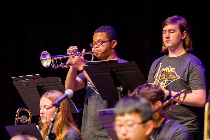 Brass players performings at UNC Jazz Camp 2023.
