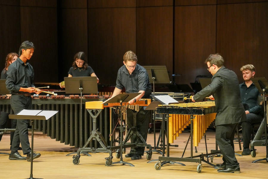 Percussion students performing.