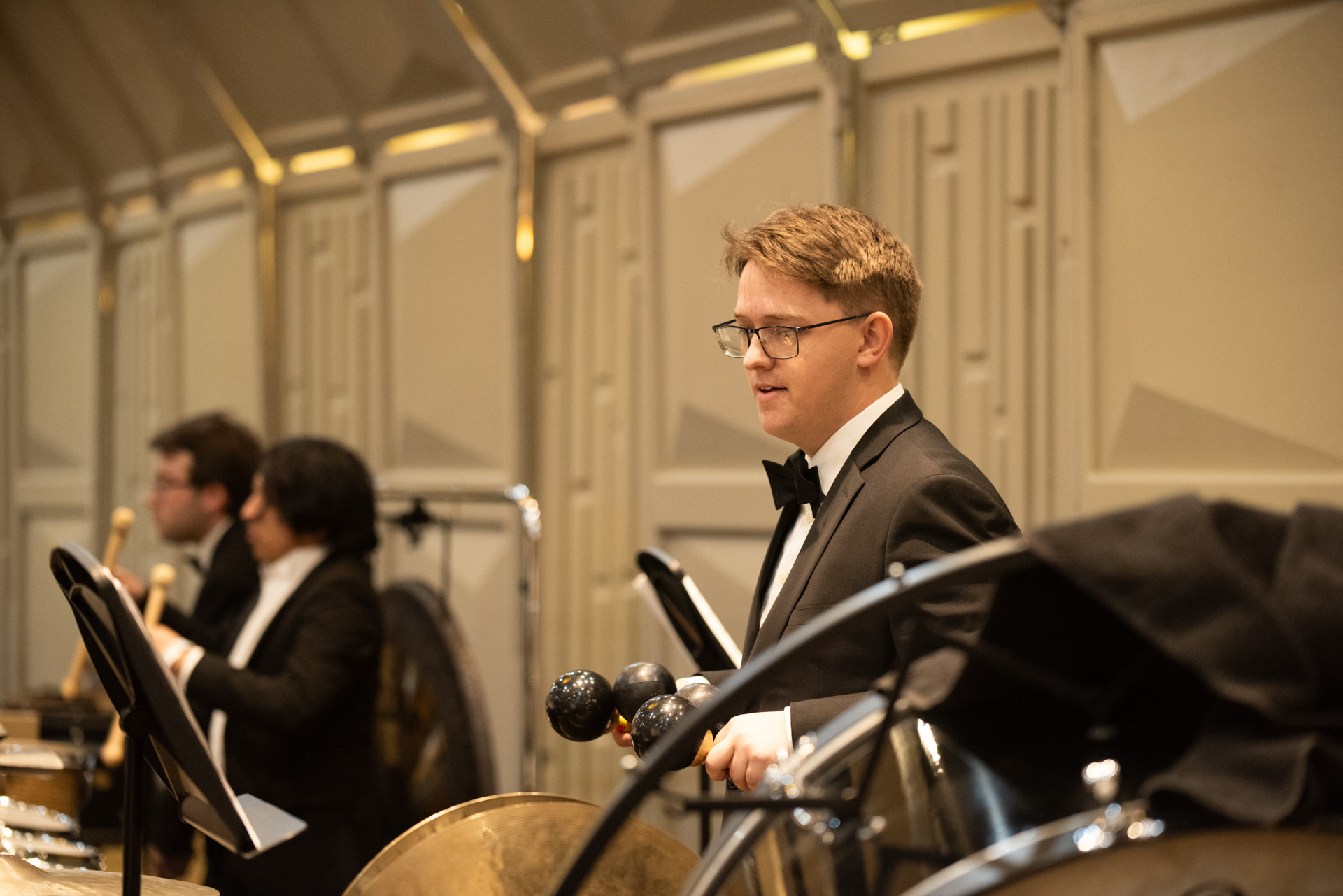 Students playing percussion