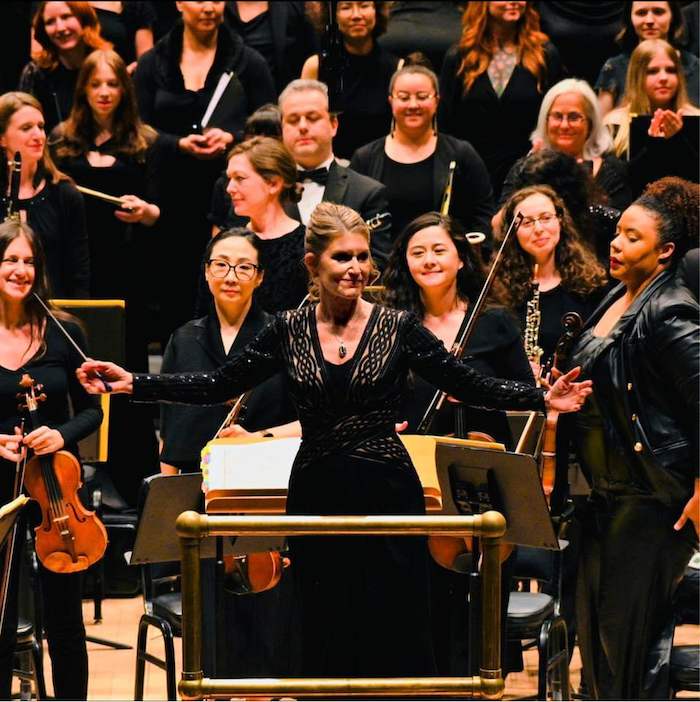 Dr. Jill Burgett conducting UNC Choirs in Carnegie Hall in 2023.
