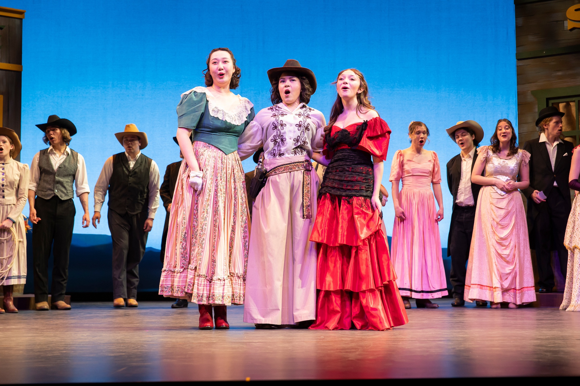 Opera students performing in L'elisir D'amore for opera theatre in 2024.