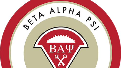 Red, gold and white logo with text reading Beta ALPHA PSI