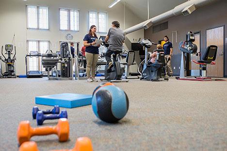 A low angle shot of the rehabilitation gym.