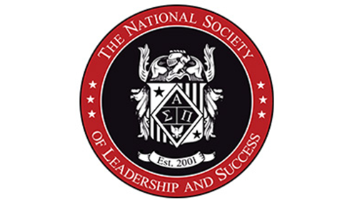 The National Society of Leadership and Success emblem, representing achievement and leadership logo. Coloring is red, white and red.