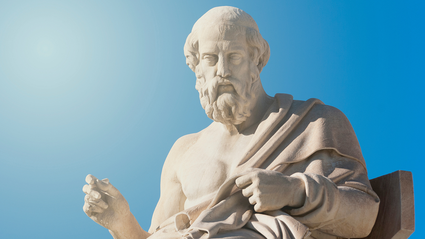 white marble statue of Plato