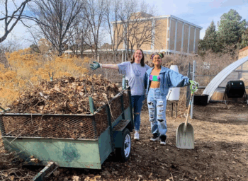 Two club members working on the UNC Garden