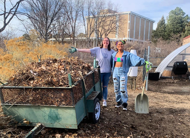 Two club members working on the UNC Garden