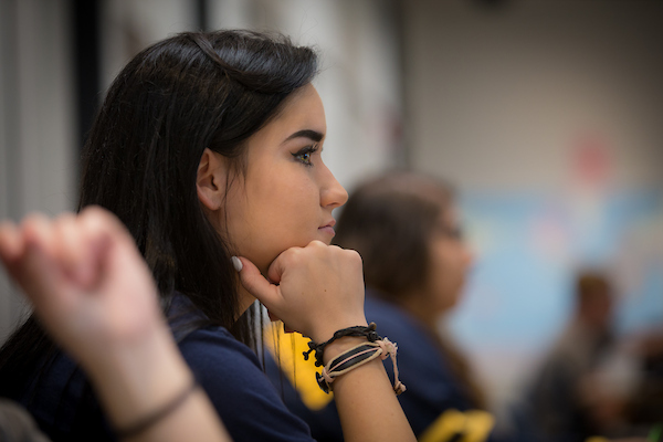 Student listening in a Criminal Justice Class
