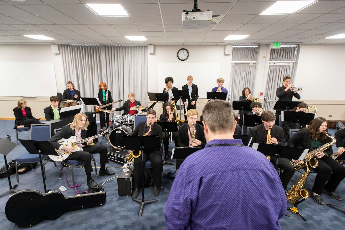 Student group performing at Jazz fest 2024.
