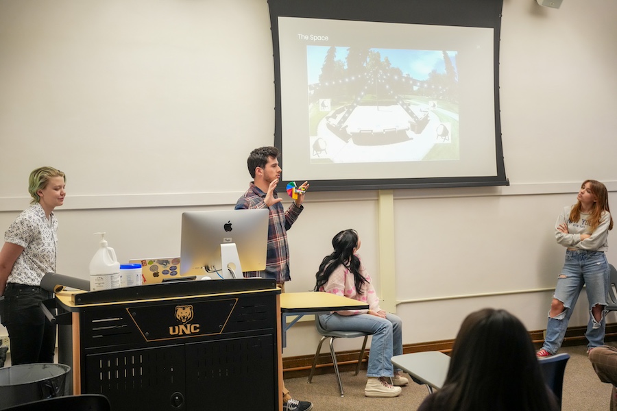 Theatre students presenting.