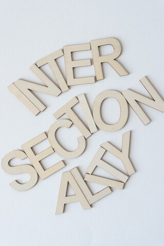 Beige letters spelling Intersectionality