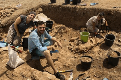 Three students during Field Work