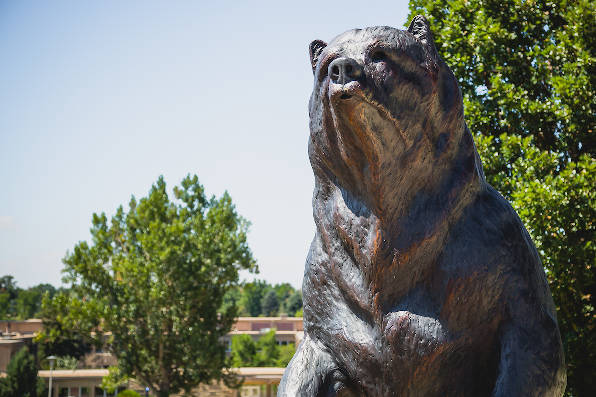 A closeup of the Northern Vision Sculpture of a bear.