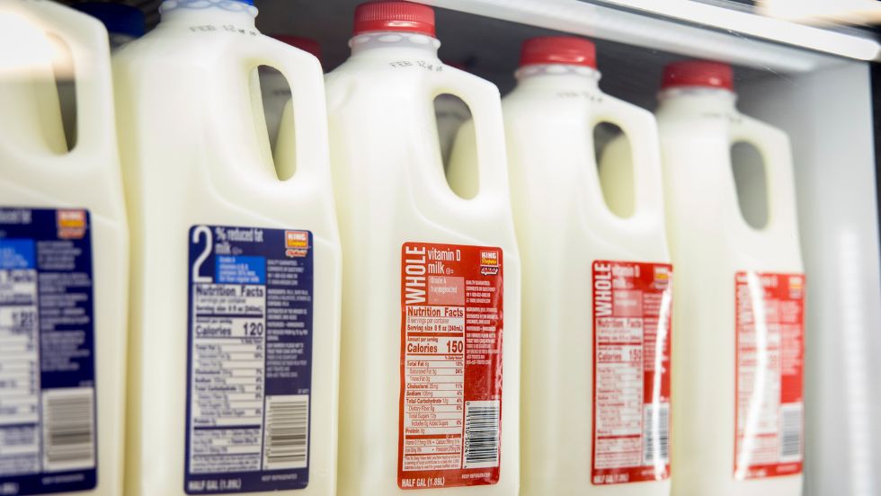 Cartons of milk in the Bear Pantry coolers.