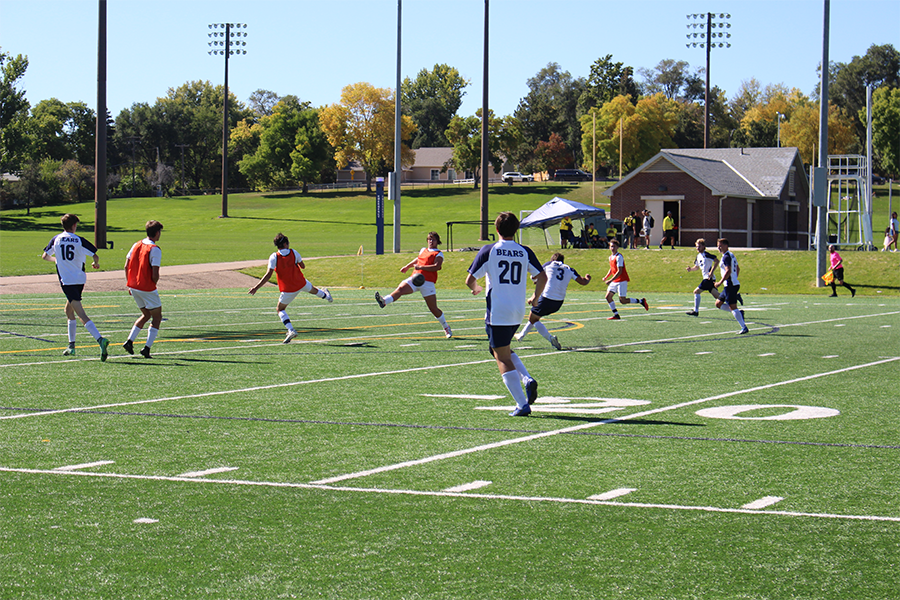 soccer club playing in a game