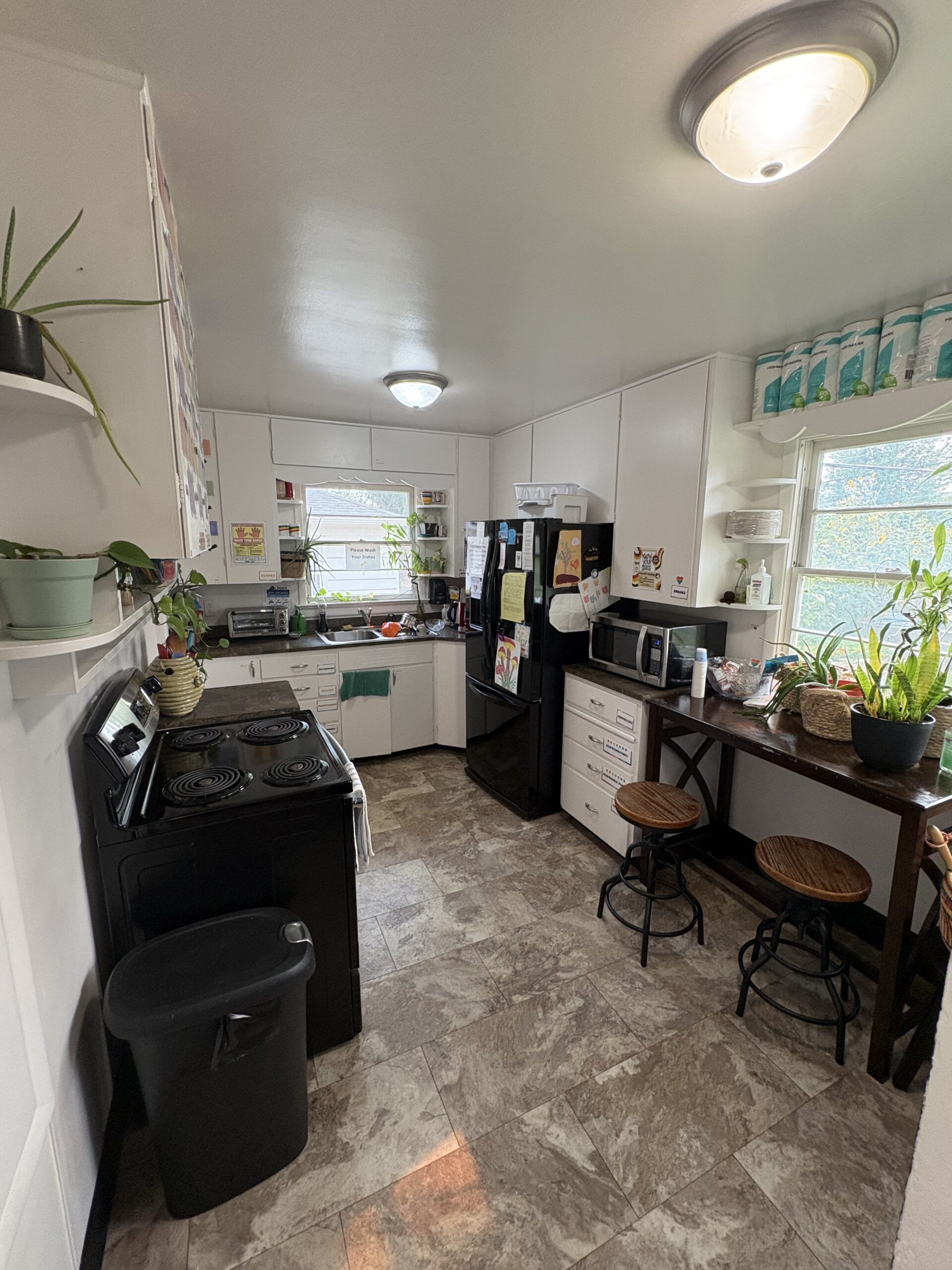 GSRC Kitchen with open use oven, microwave, pots and pans, and snacks!